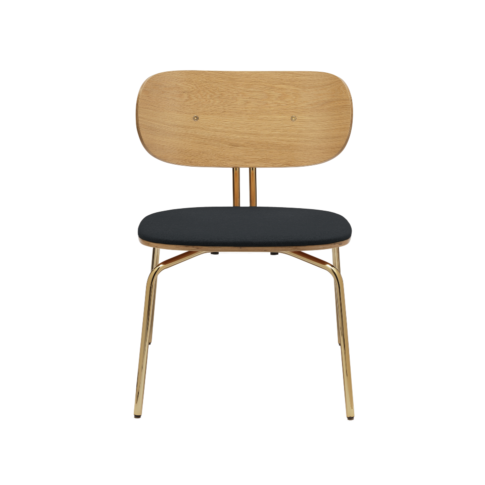 UMAGE Curious Lounge Chair, Brass Legs - Shadow, Horizons Textile