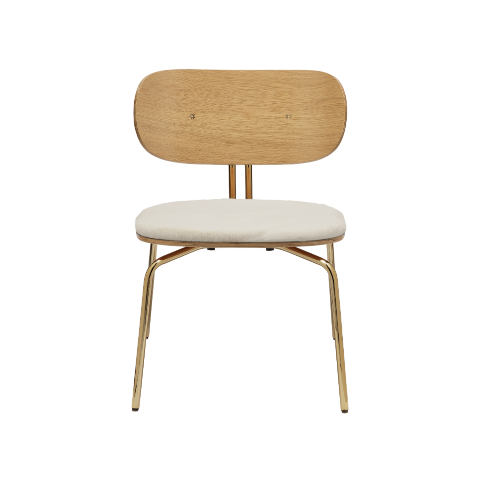 UMAGE Curious Lounge Chair, Brass Legs - Teddy White, Teddy Bear Fabric