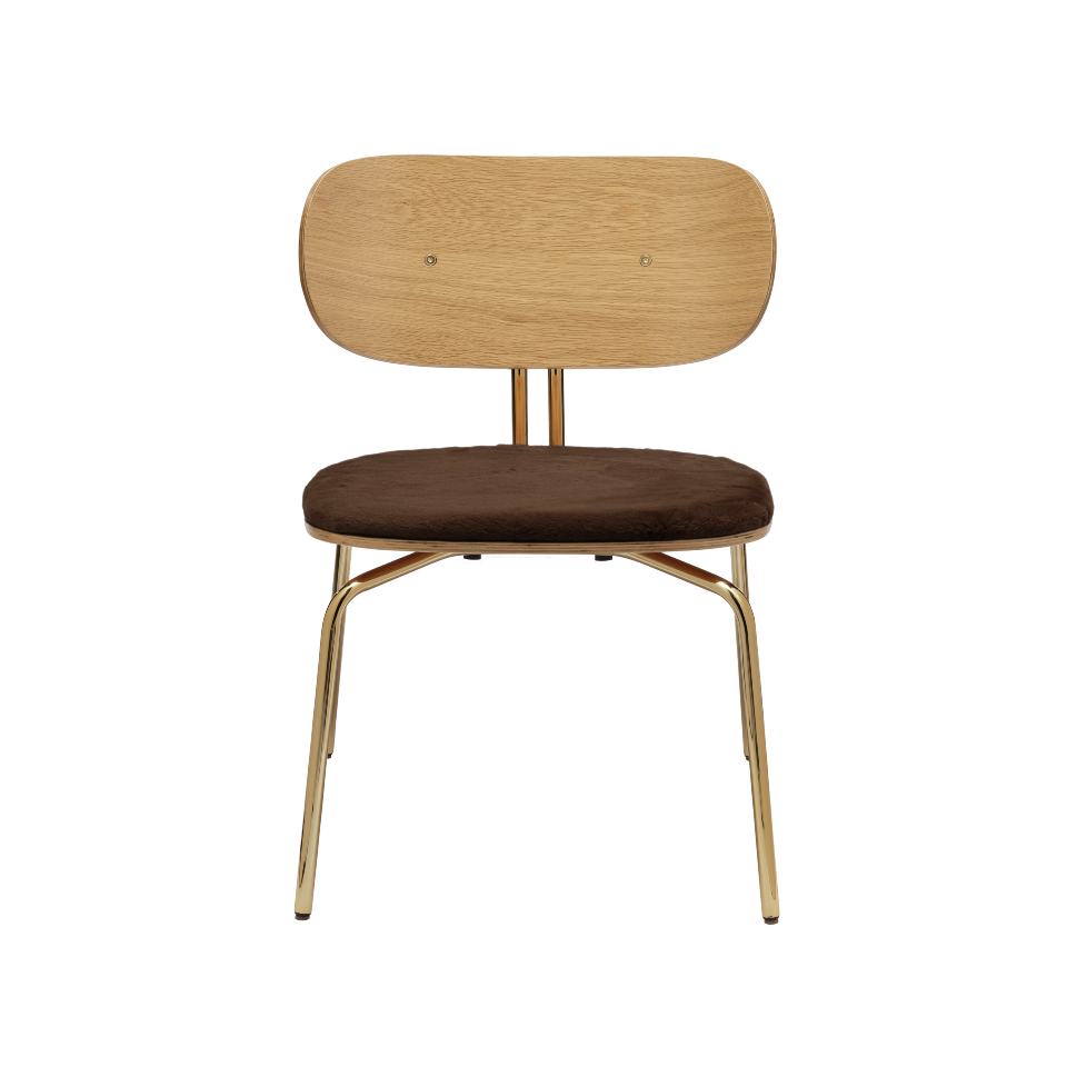 UMAGE Curious Lounge Chair, Brass Legs - Teddy Brown, Teddy Bear Fabric