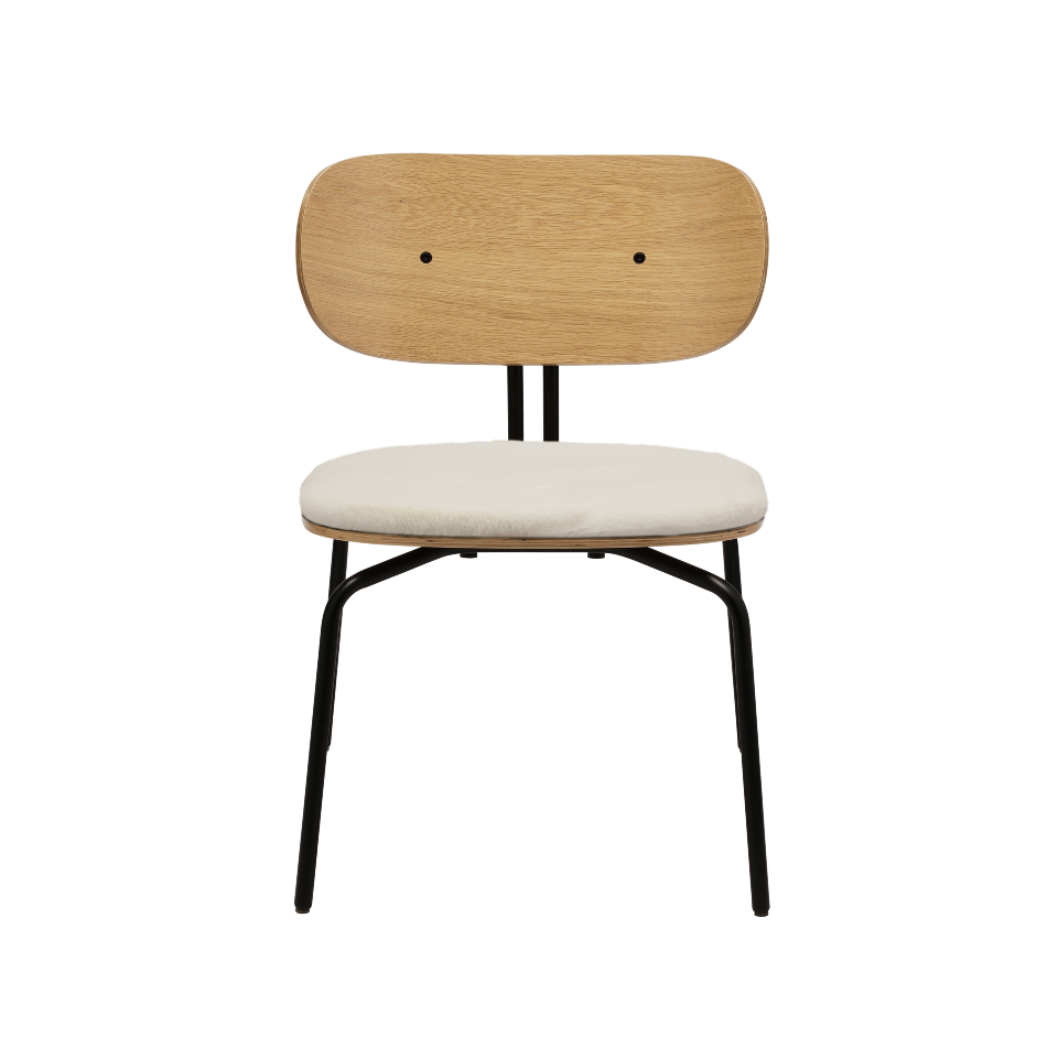 UMAGE Curious Lounge Chair, Black Legs - Teddy White, Teddy Bear Fabric