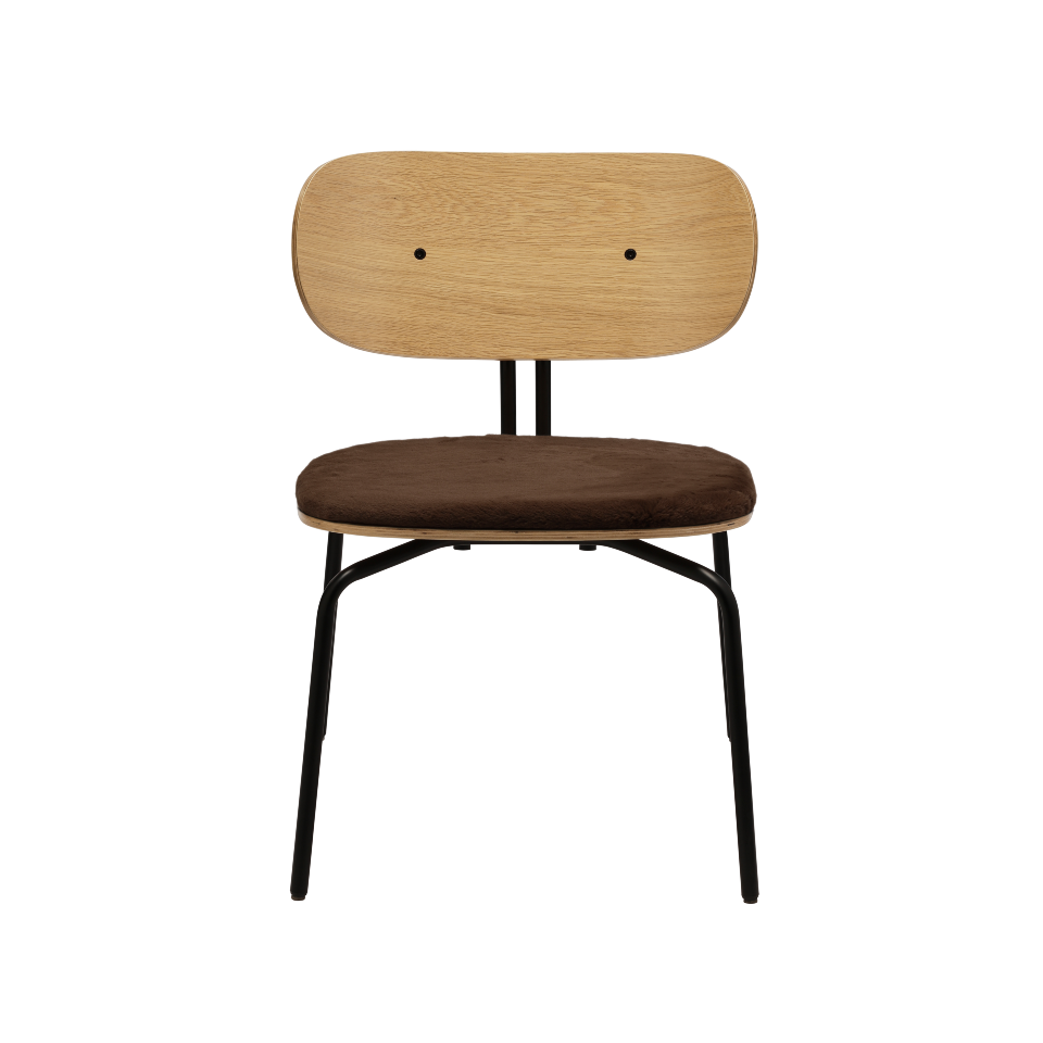 UMAGE Curious Lounge Chair, Black Legs - Teddy Brown, Teddy Bear Fabric