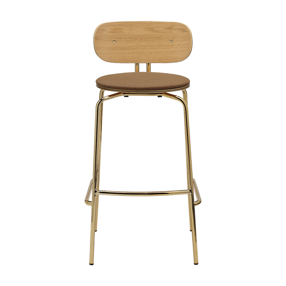 UMAGE Curious Bar Stool, Brass Legs - Sugar Brown, Horizons Textile