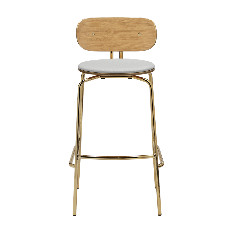 UMAGE Curious Bar Stool, Brass Legs - Sterling, Horizons Textile