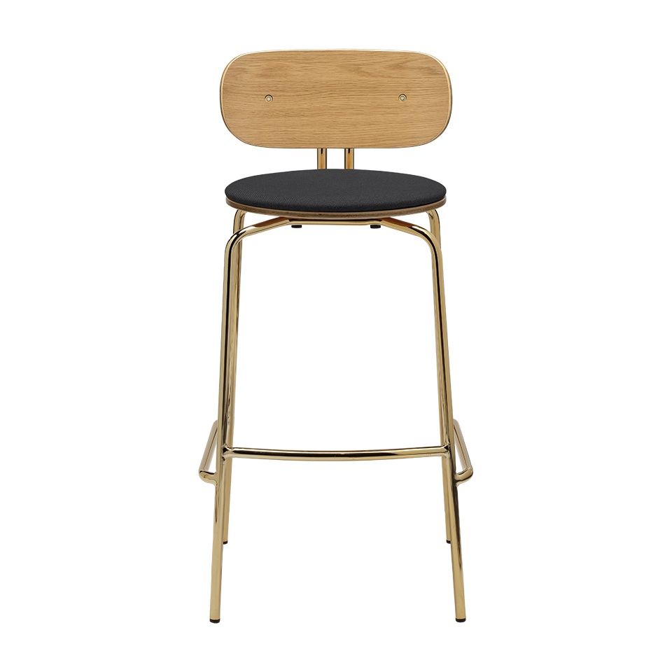 UMAGE Curious Bar Stool, Brass Legs - Shadow, Horizons Textile