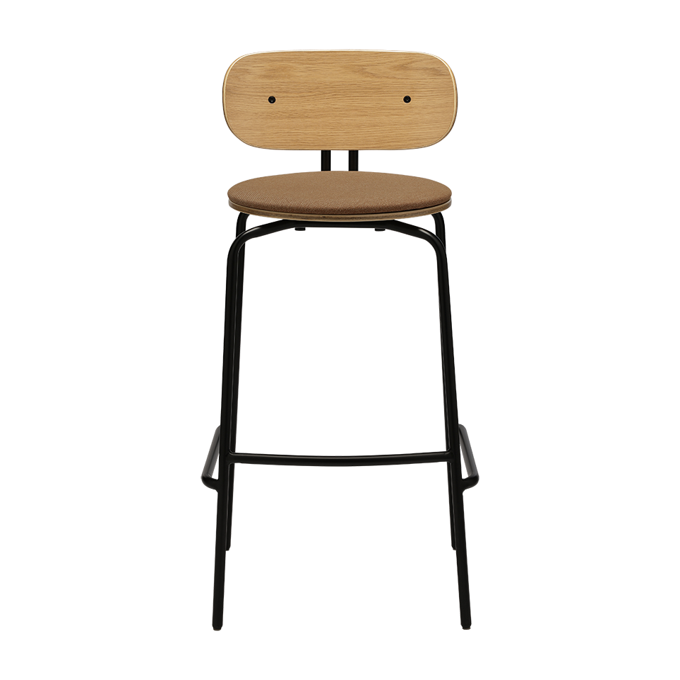 UMAGE Curious Bar Stool, Black Legs - Sugar Brown, Horizons Textile