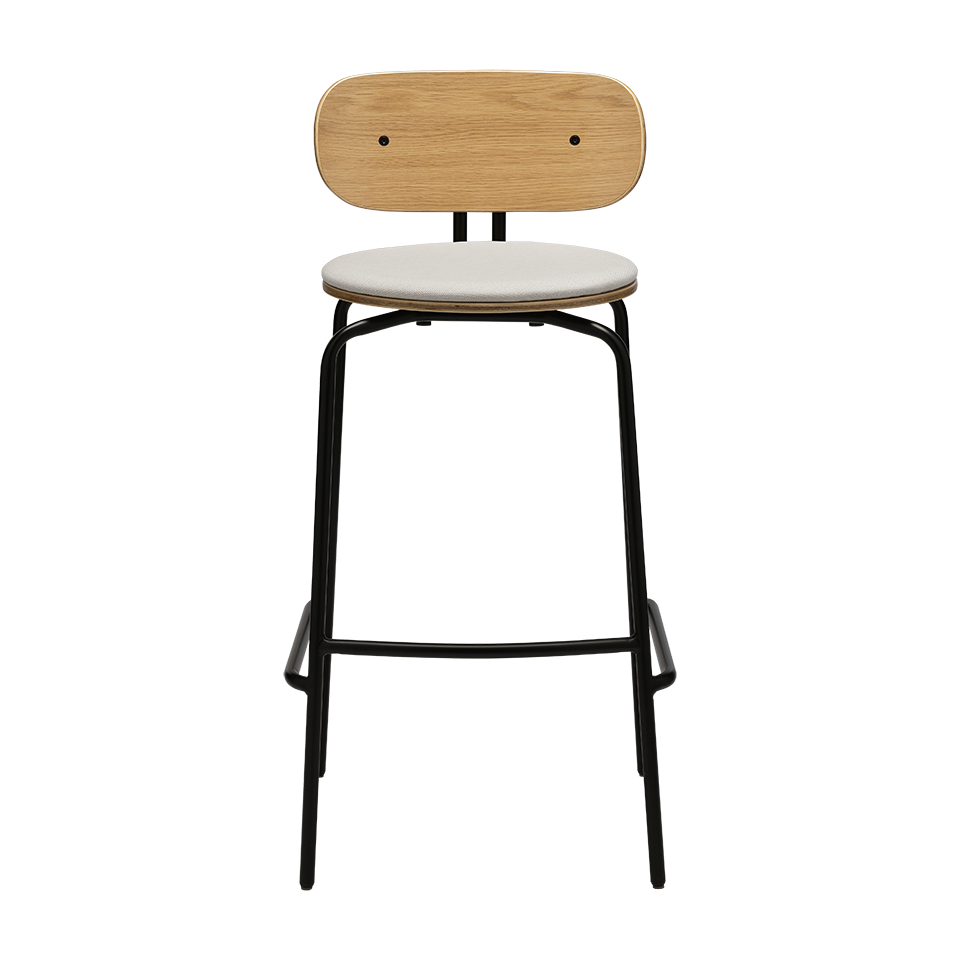 UMAGE Curious Bar Stool, Black Legs - White Sands, Horizons Textile