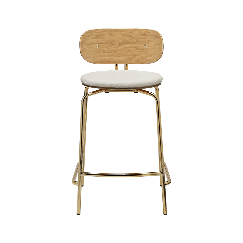 UMAGE Curious Counter Stool, Brass Legs - Teddy White, Teddy Bear