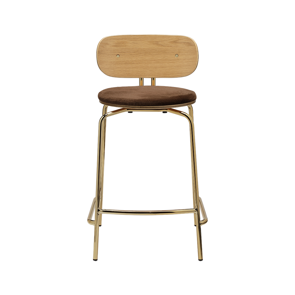UMAGE Curious Counter Stool, Brass Legs - Teddy Brown, Teddy Bear