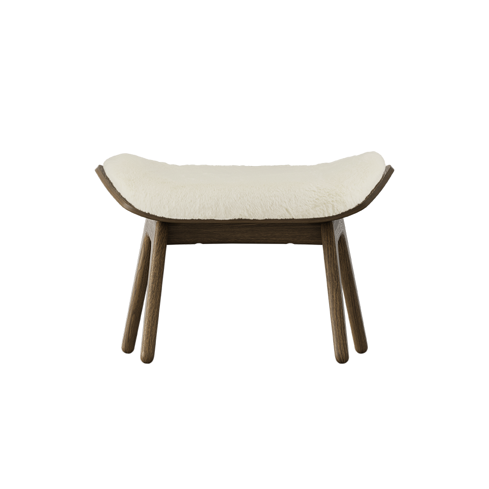 UMAGE The Reader Ottoman, Dark Oak - Teddy White, Teddy Bear Fabric