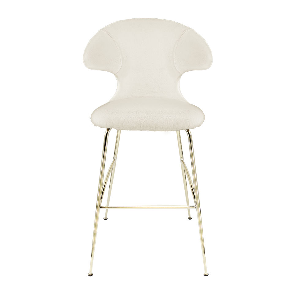 UMAGE Time Flies Bar Stool, Brass Legs - Teddy White