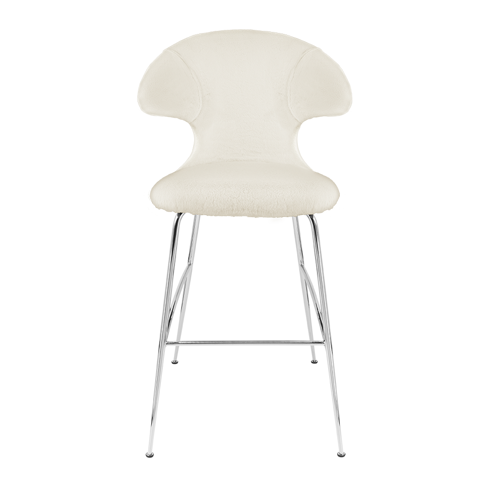 UMAGE Time Flies Bar Stool, Chrome Legs - Teddy White