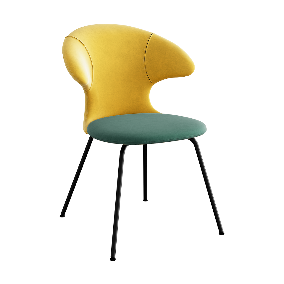 UMAGE Time Flies Chair, Velour - Canary Yellow / Forest Green / Black