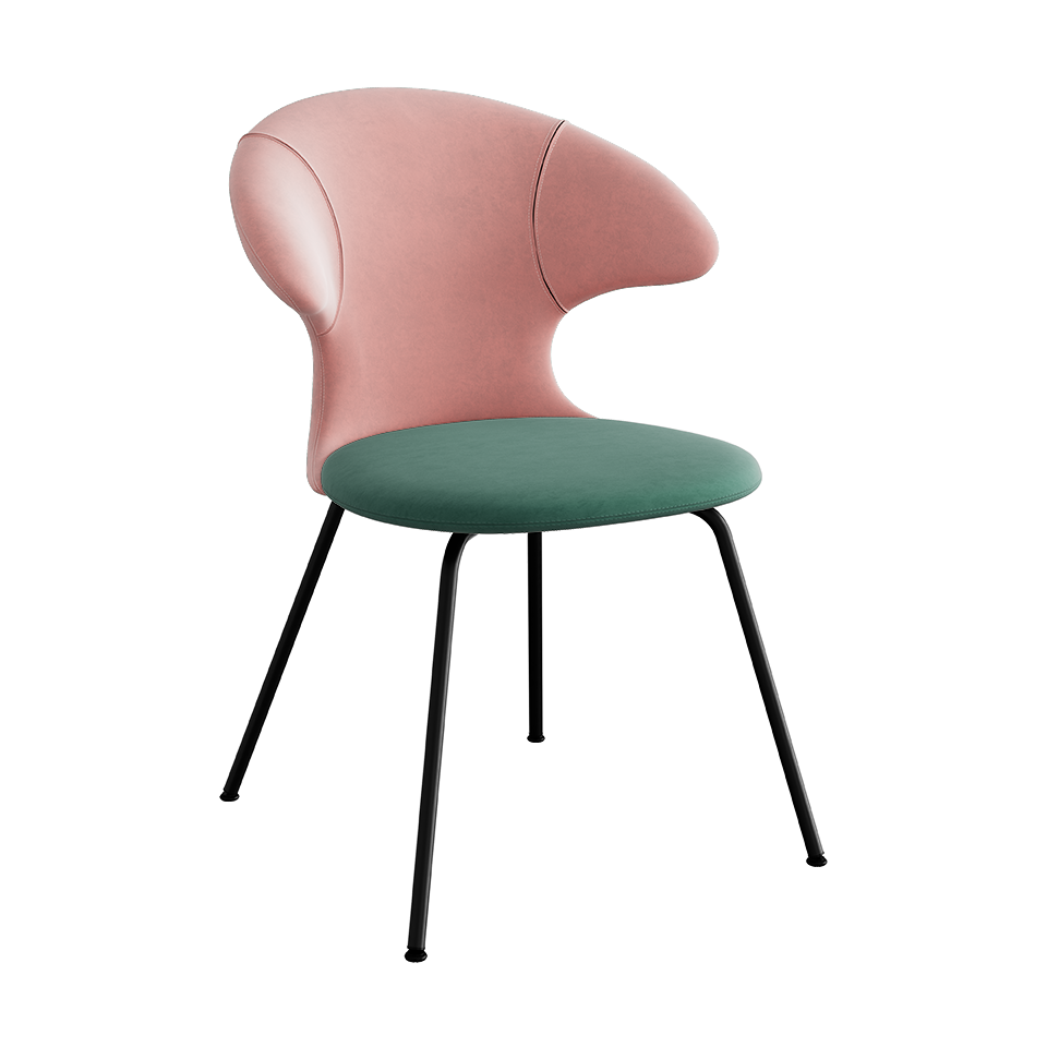 UMAGE Time Flies Chair, Velour - Pale Rose / Forest Green / Black