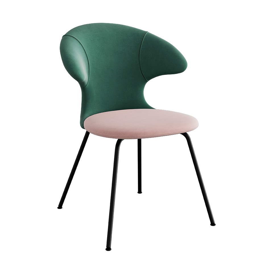 UMAGE Time Flies Chair, Velour - Forest Green / Pale Rose / Black