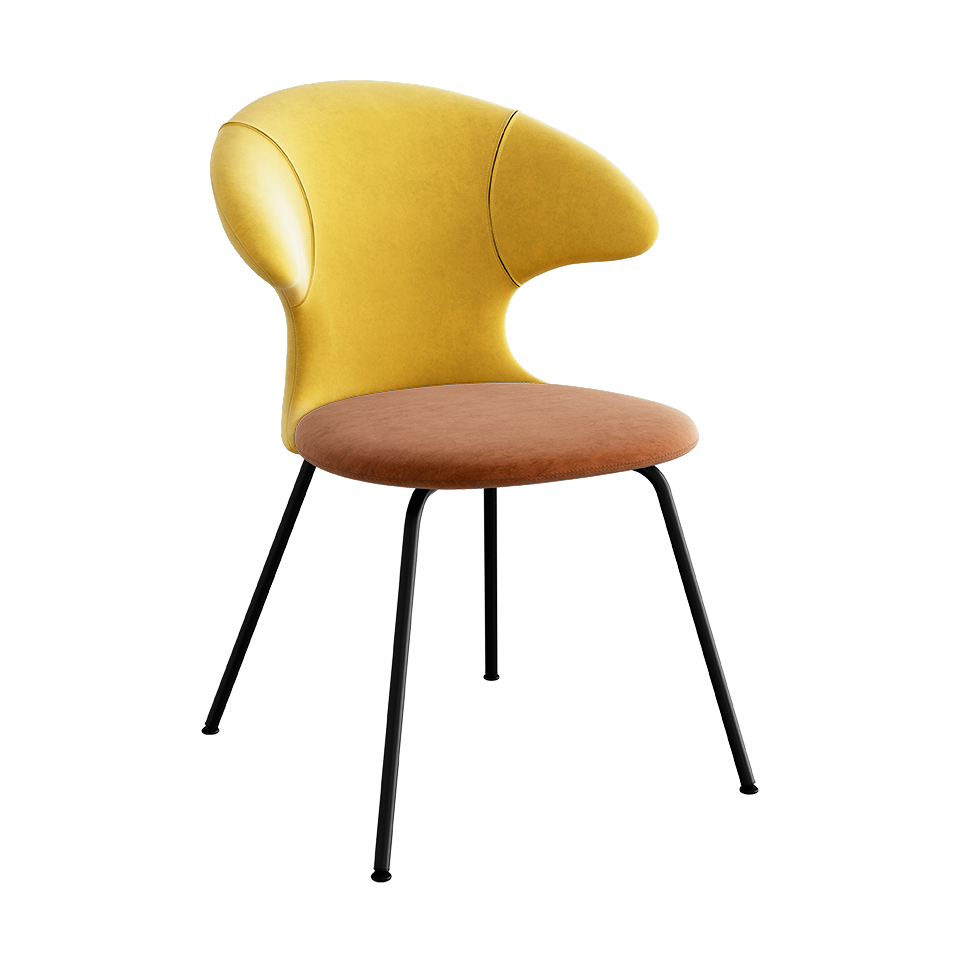 UMAGE Time Flies Chair, Velour - Canary Yellow / Rusty Brown / Black
