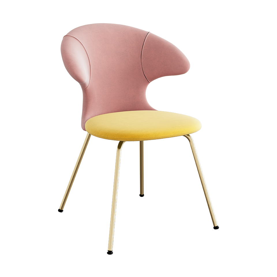 UMAGE Time Flies Chair, Velour - Pale Rose / Canary Yellow / Brass