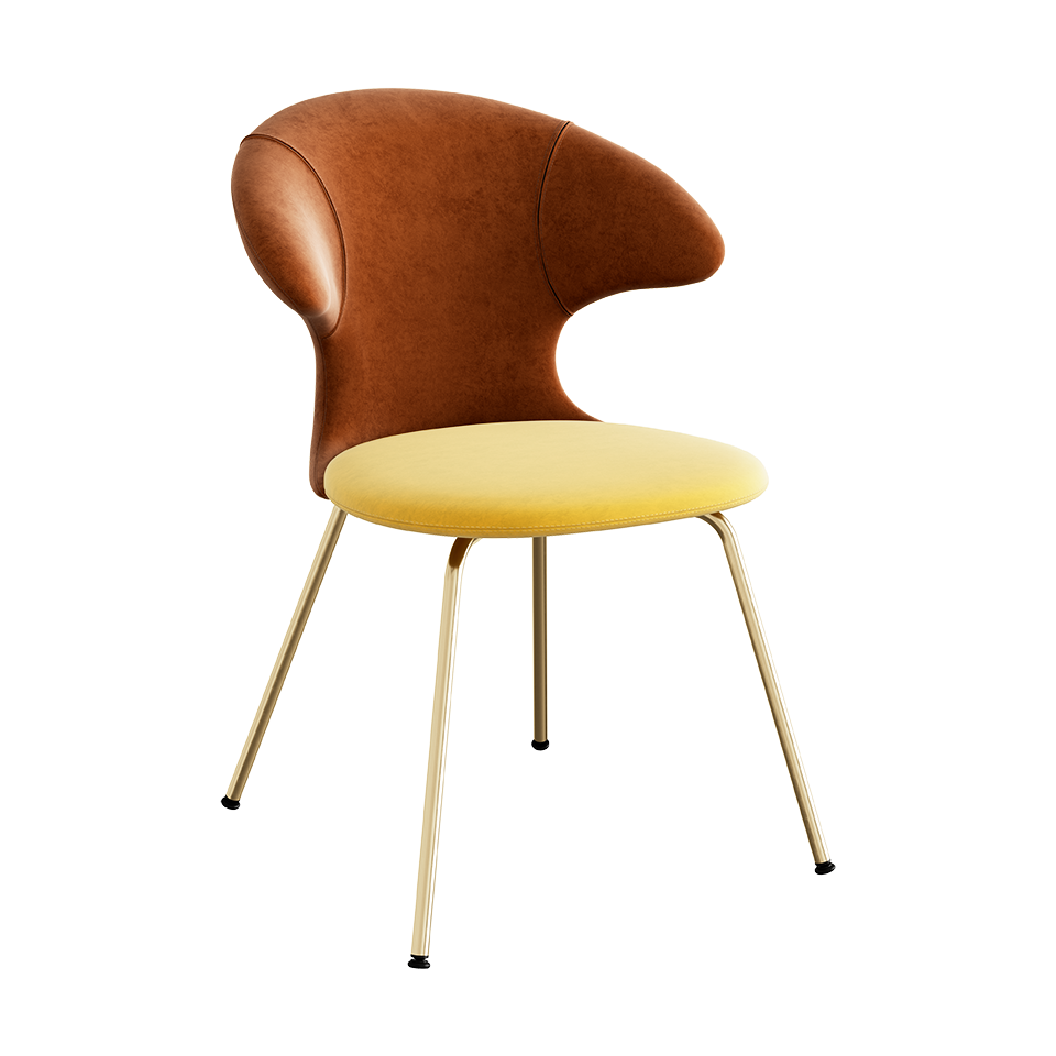 UMAGE Time Flies Chair, Velour - Rusty Brown / Canary Yellow / Brass