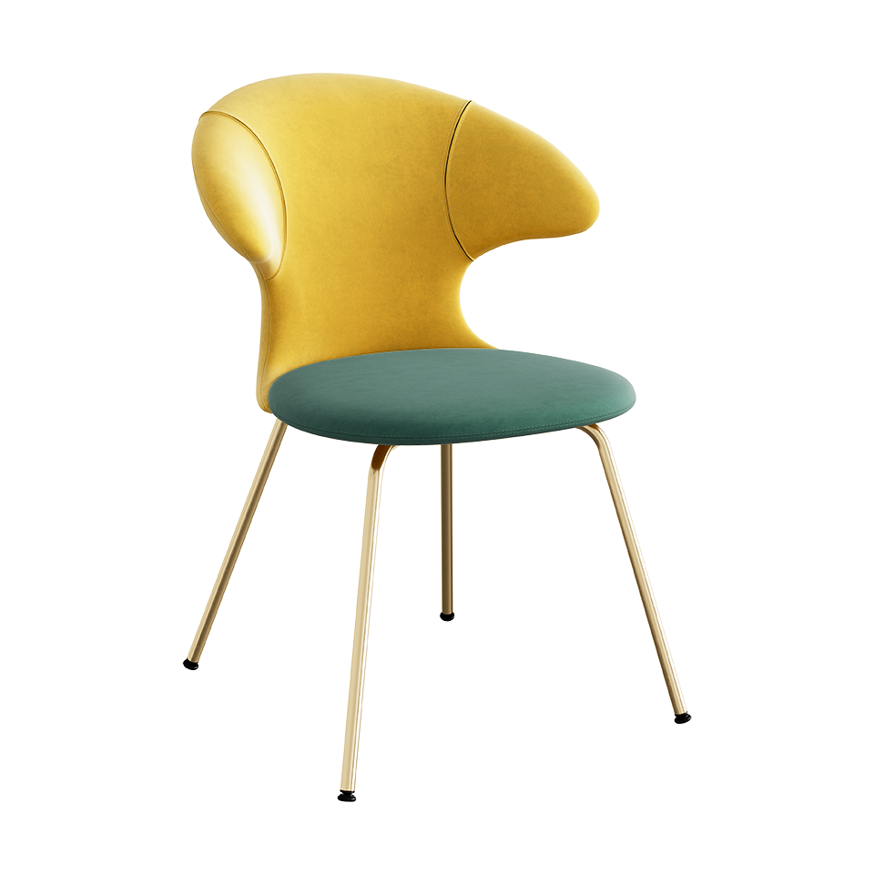 UMAGE Time Flies Chair, Velour - Canary Yellow / Forest Green / Brass