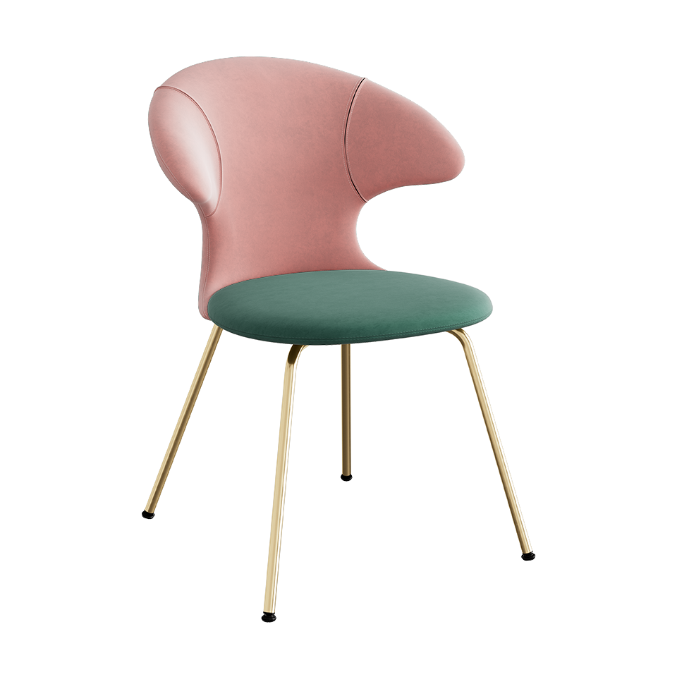 UMAGE Time Flies Chair, Velour - Pale Rose / Forest Green / Brass