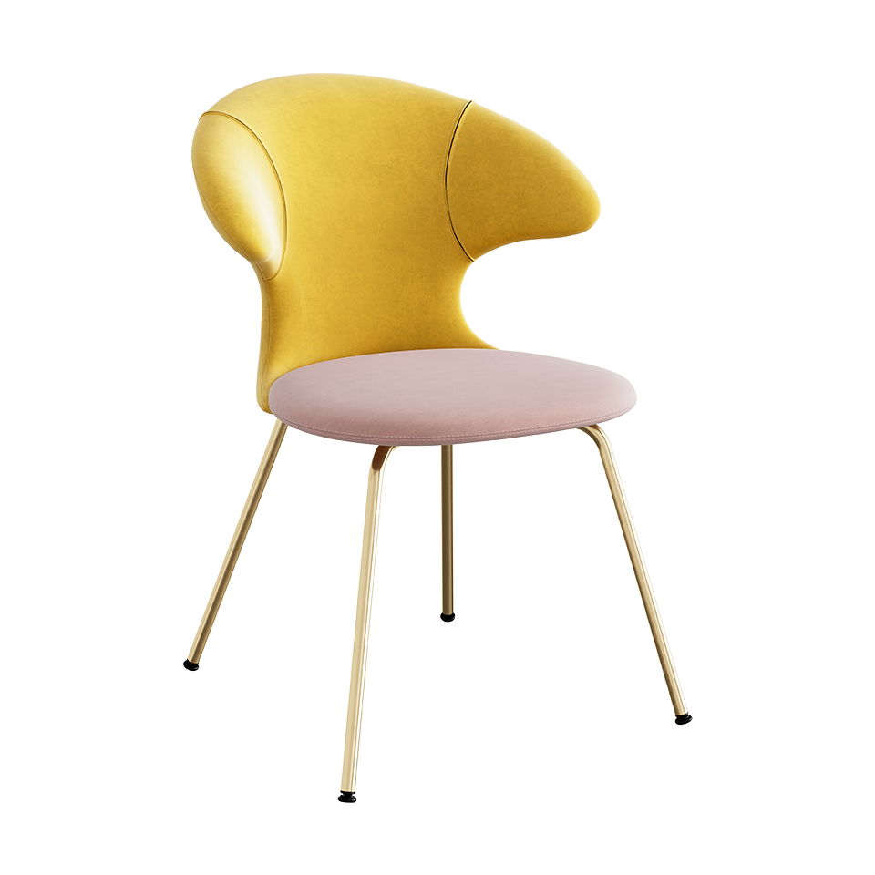 UMAGE Time Flies Chair, Velour - Canary Yellow / Pale Rose / Brass