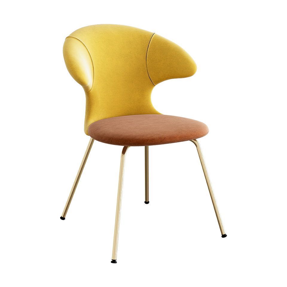 UMAGE Time Flies Chair, Velour - Canary Yellow / Rusty Brown / Brass
