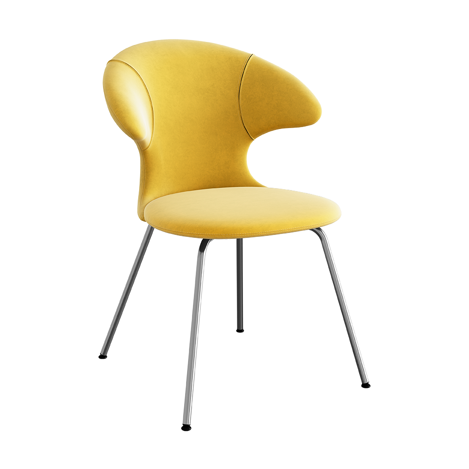 UMAGE Time Flies Chair, Velour - Canary Yellow / Canary Yellow / Chrome