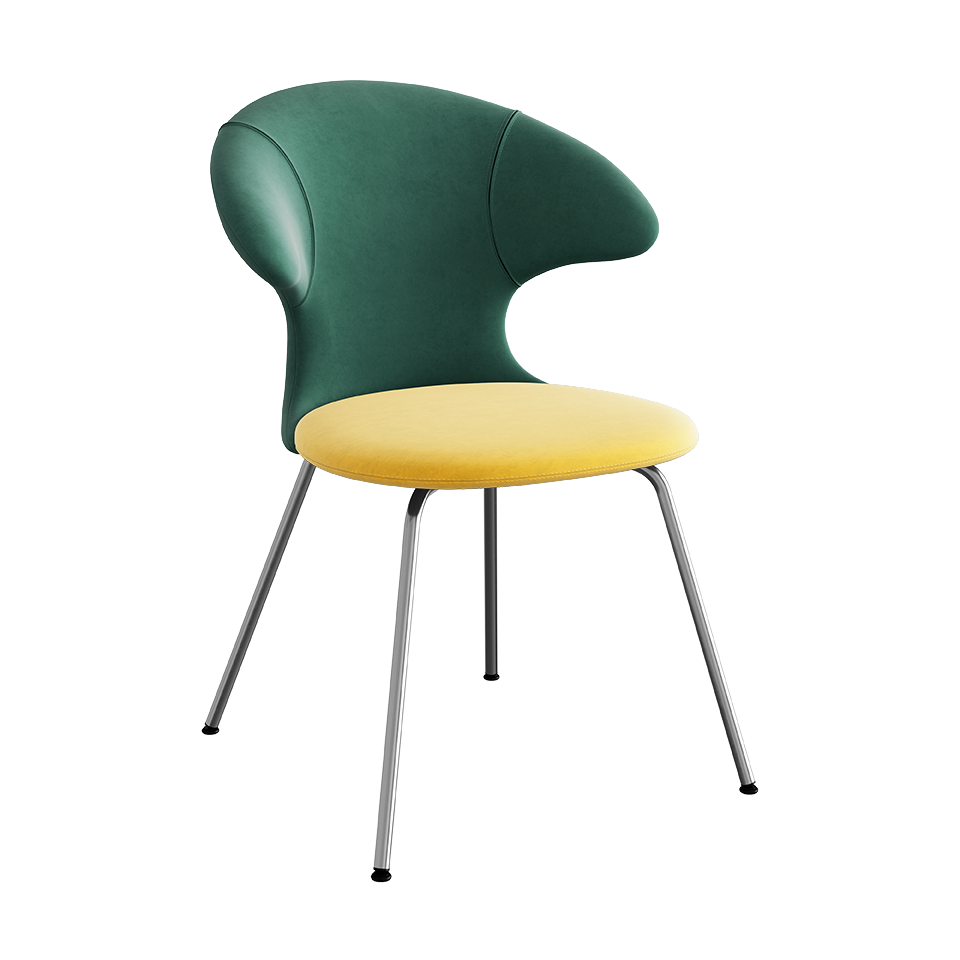 UMAGE Time Flies Chair, Velour - Forest Green / Canary Yellow / Chrome