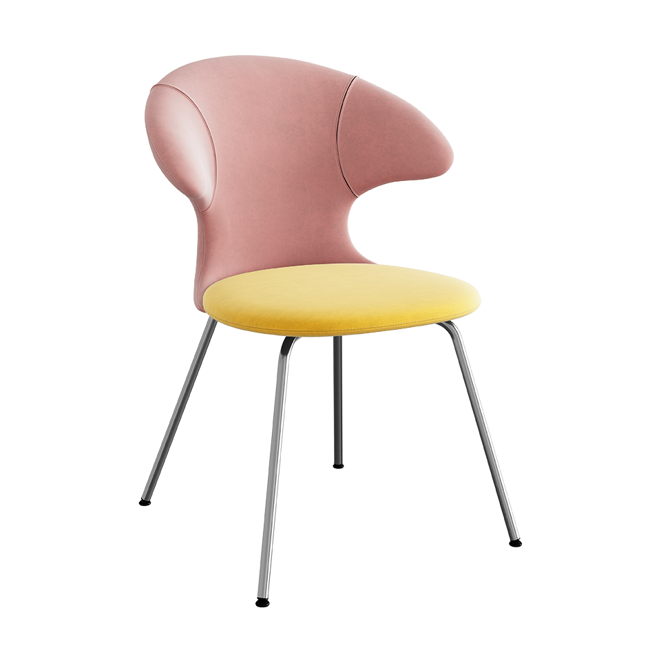 UMAGE Time Flies Chair, Velour - Pale Rose / Canary Yellow / Chrome