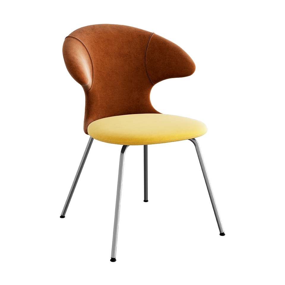 UMAGE Time Flies Chair, Velour - Rusty Brown / Canary Yellow / Chrome