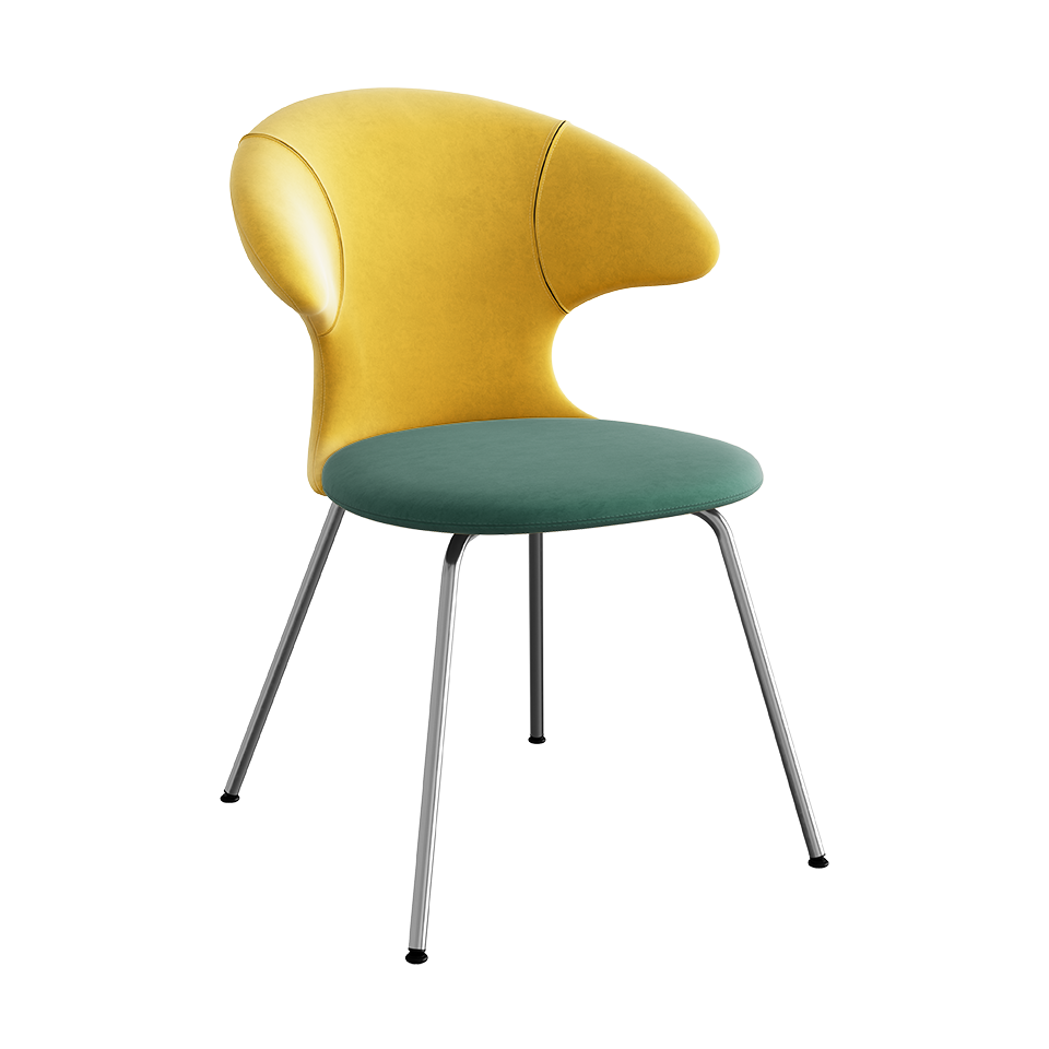 UMAGE Time Flies Chair, Velour - Canary Yellow / Forest Green / Chrome