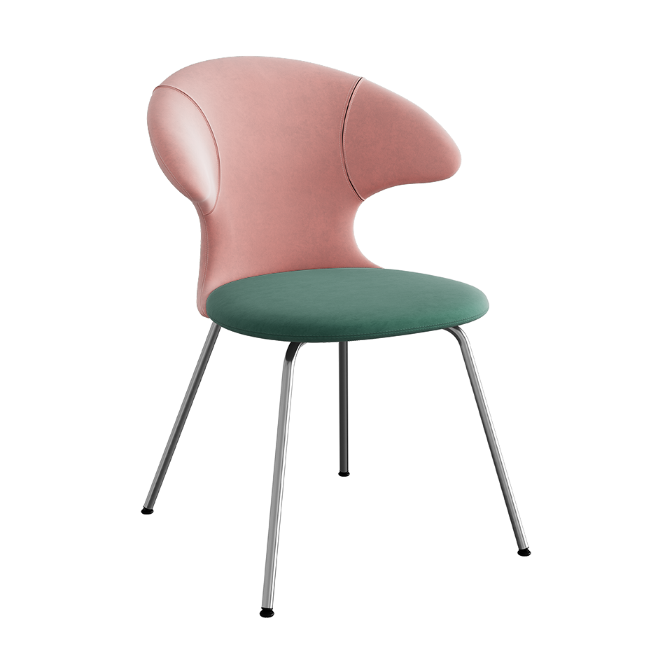 UMAGE Time Flies Chair, Velour - Pale Rose / Forest Green / Chrome