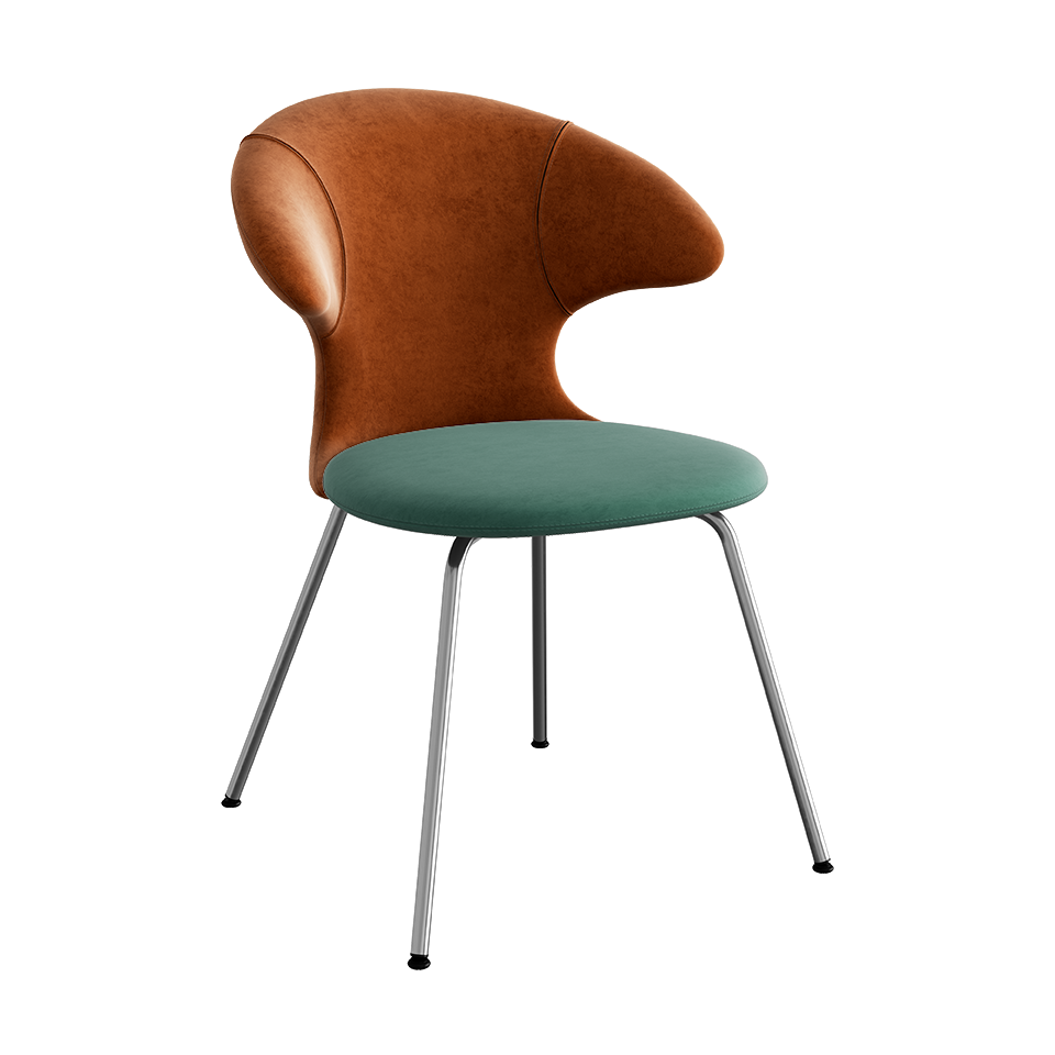 UMAGE Time Flies Chair, Velour - Rusty Brown / Forest Green / Chrome