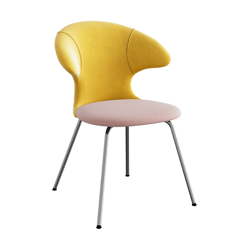 UMAGE Time Flies Chair, Velour - Canary Yellow / Pale Rose / Chrome