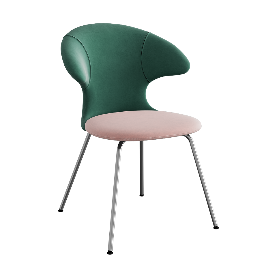 UMAGE Time Flies Chair, Velour - Forest Green / Pale Rose / Chrome