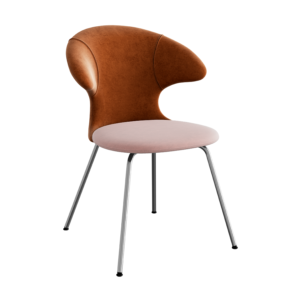 UMAGE Time Flies Chair, Velour - Rusty Brown / Pale Rose / Chrome