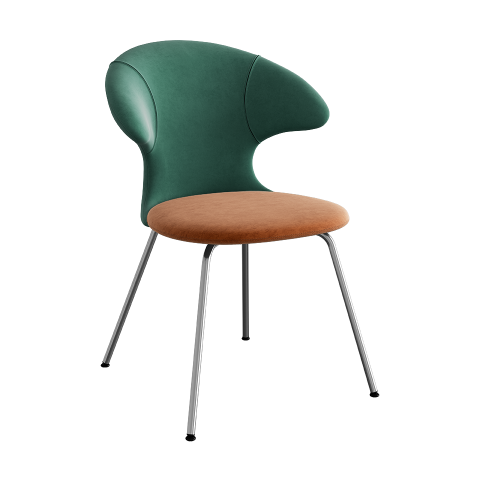 UMAGE Time Flies Chair, Velour - Forest Green / Rusty Brown / Chrome