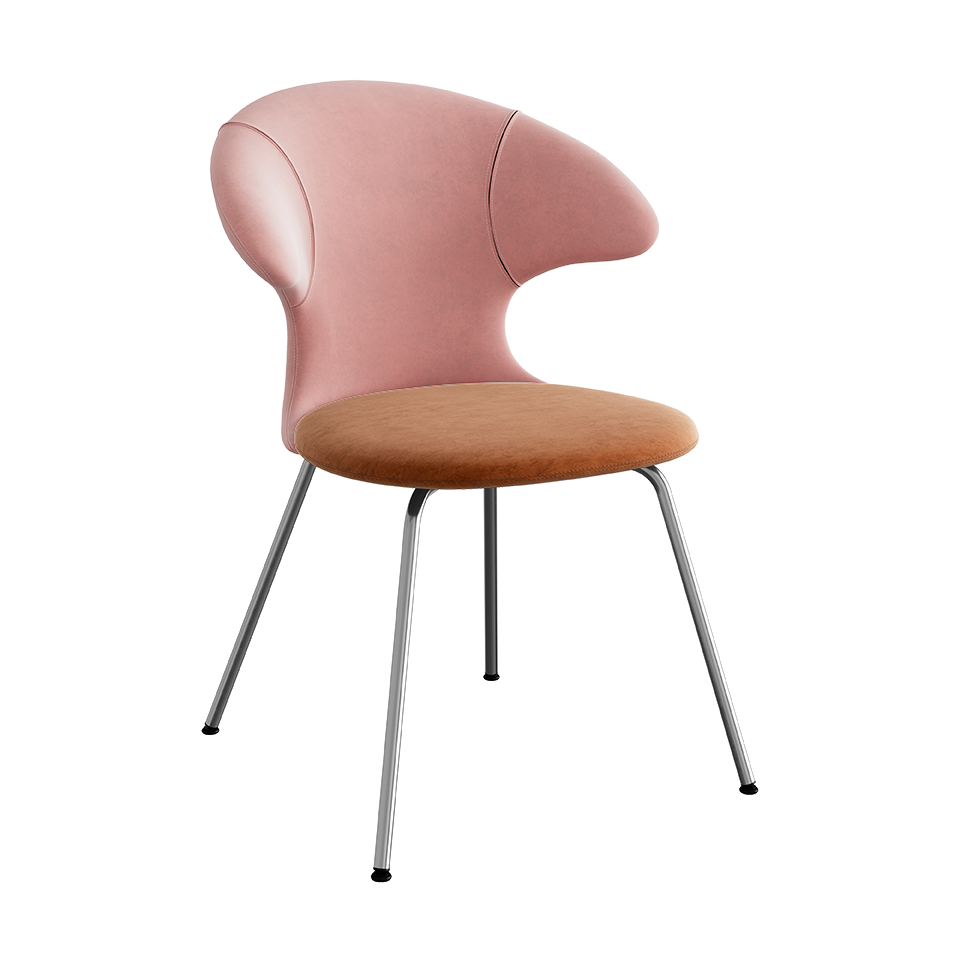 UMAGE Time Flies Chair, Velour - Pale Rose / Rusty Brown / Chrome