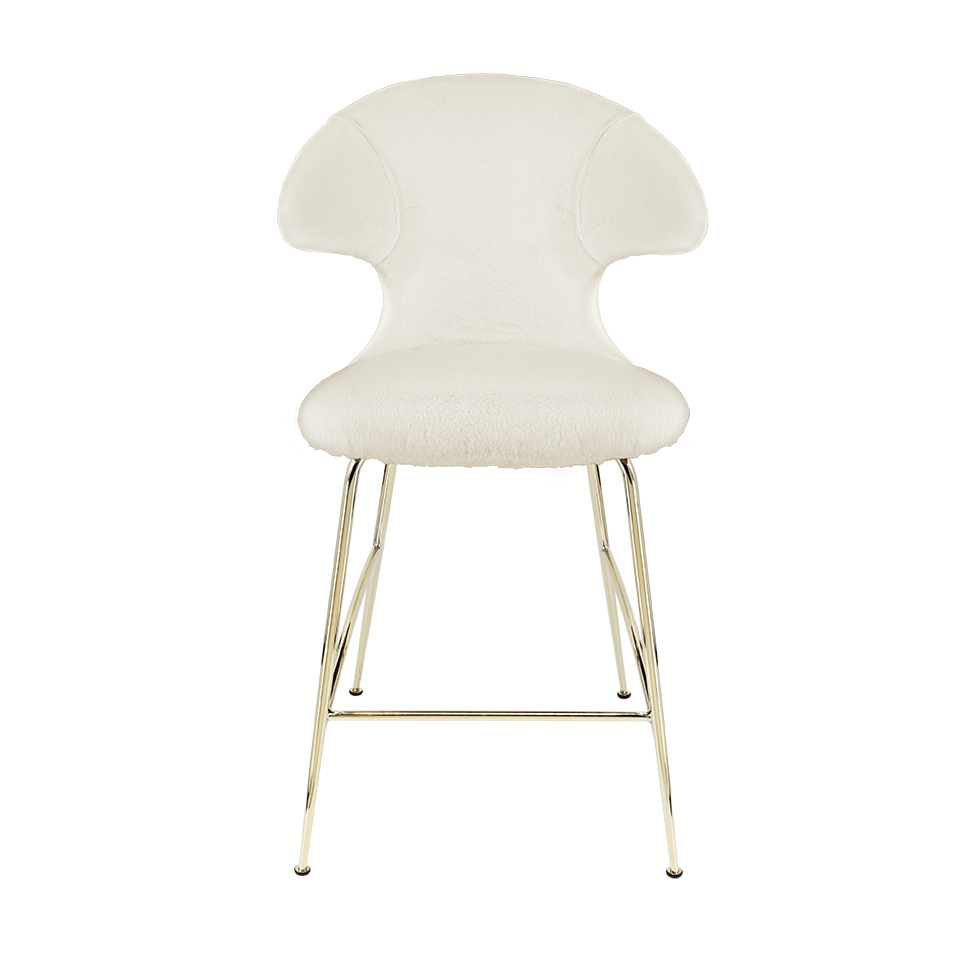UMAGE Time Flies Counter Stool, Brass Legs - Teddy White