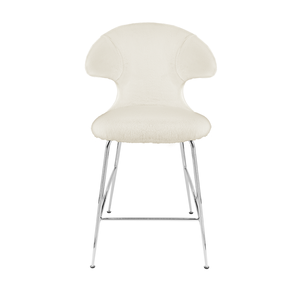 UMAGE Time Flies Counter Stool, Chrome Legs - Teddy White