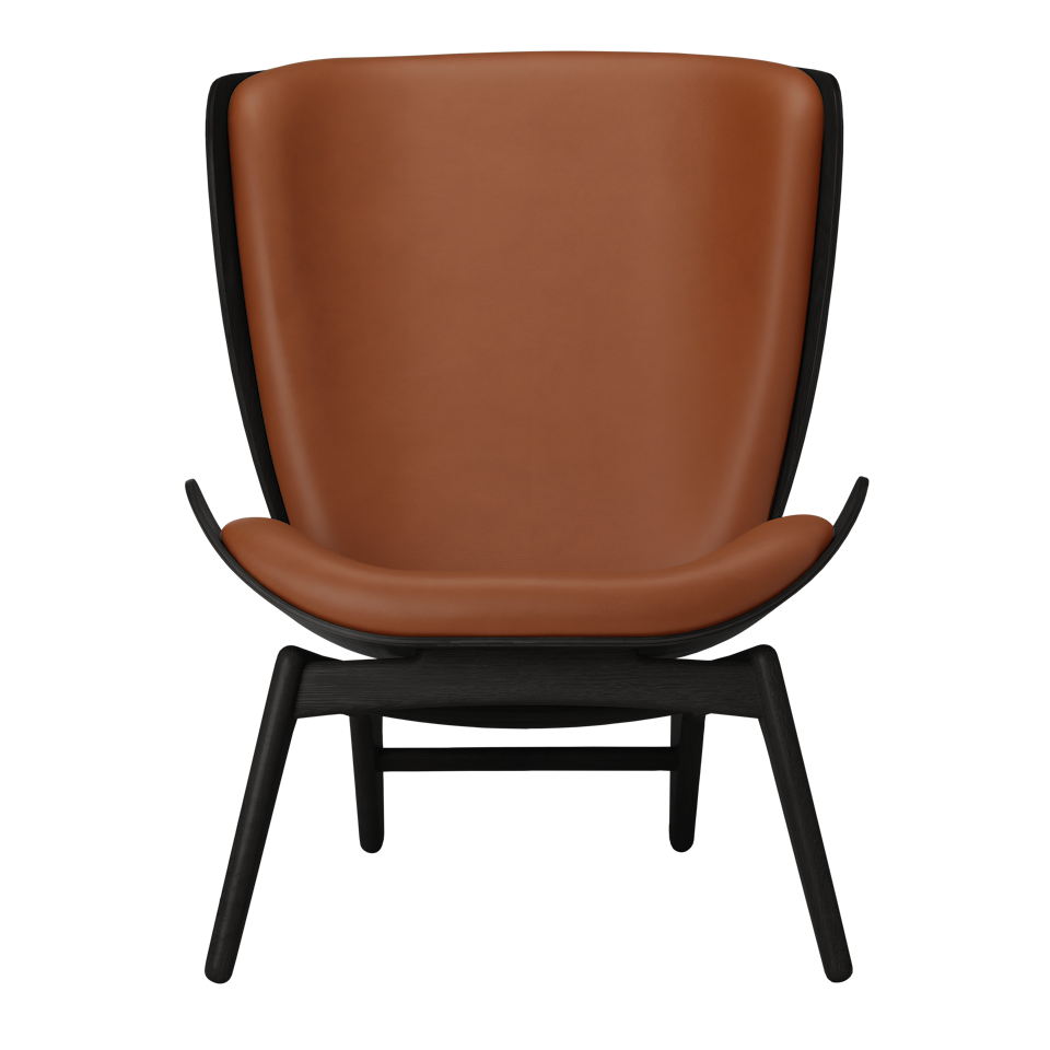 UMAGE The Reader Wing Chair, Black Oak - Cognac, Hope Leather