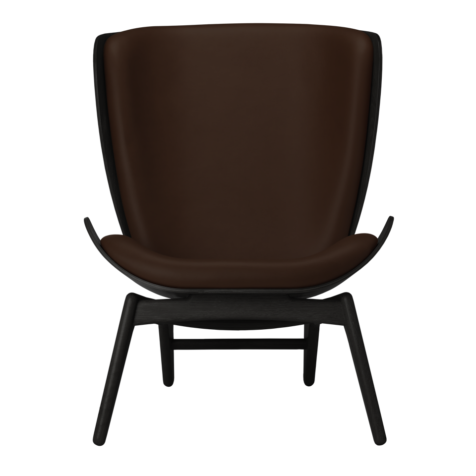 UMAGE The Reader Wing Chair, Black Oak - Brown, Hope Leather
