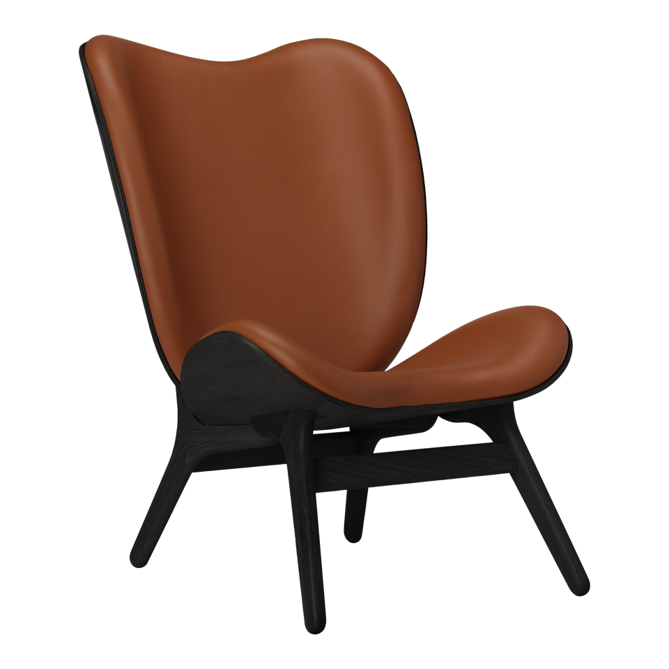UMAGE A Conversation Piece Lounge Chair, Tall, Black Oak - Cognac, Hope Leather
