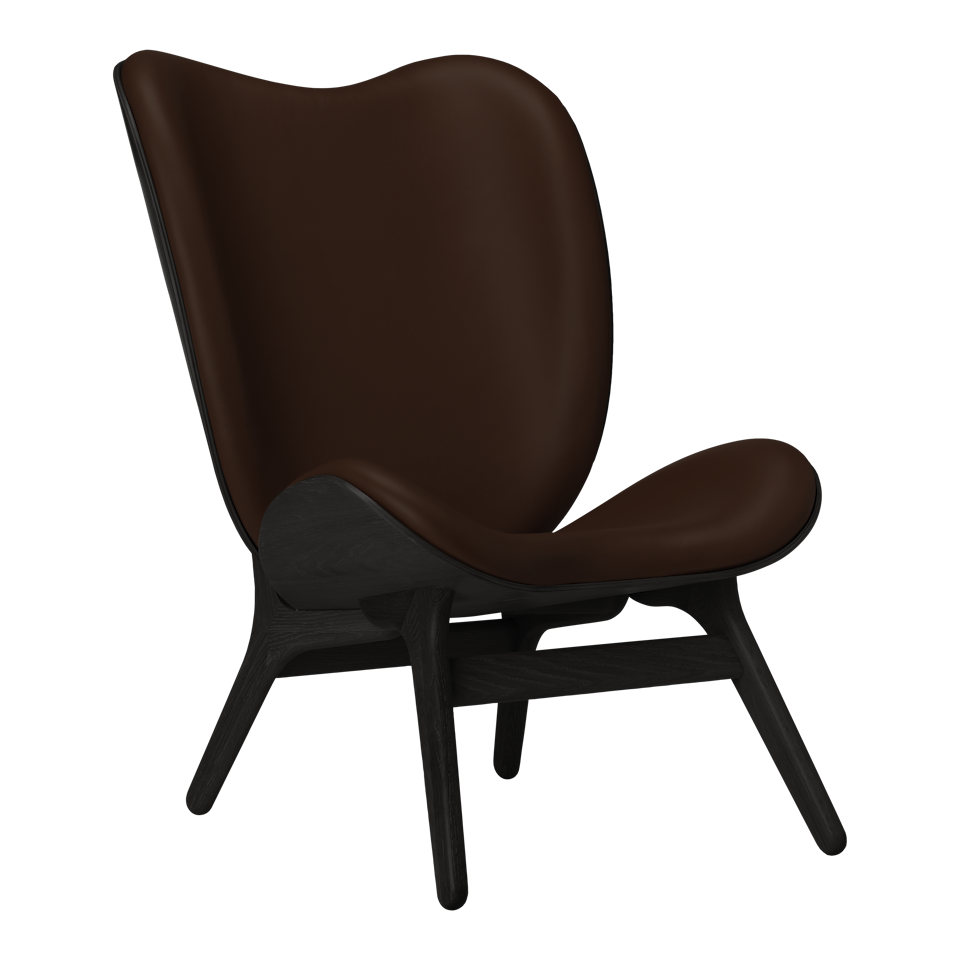 UMAGE A Conversation Piece Lounge Chair, Tall, Black Oak - Brown, Hope Leather