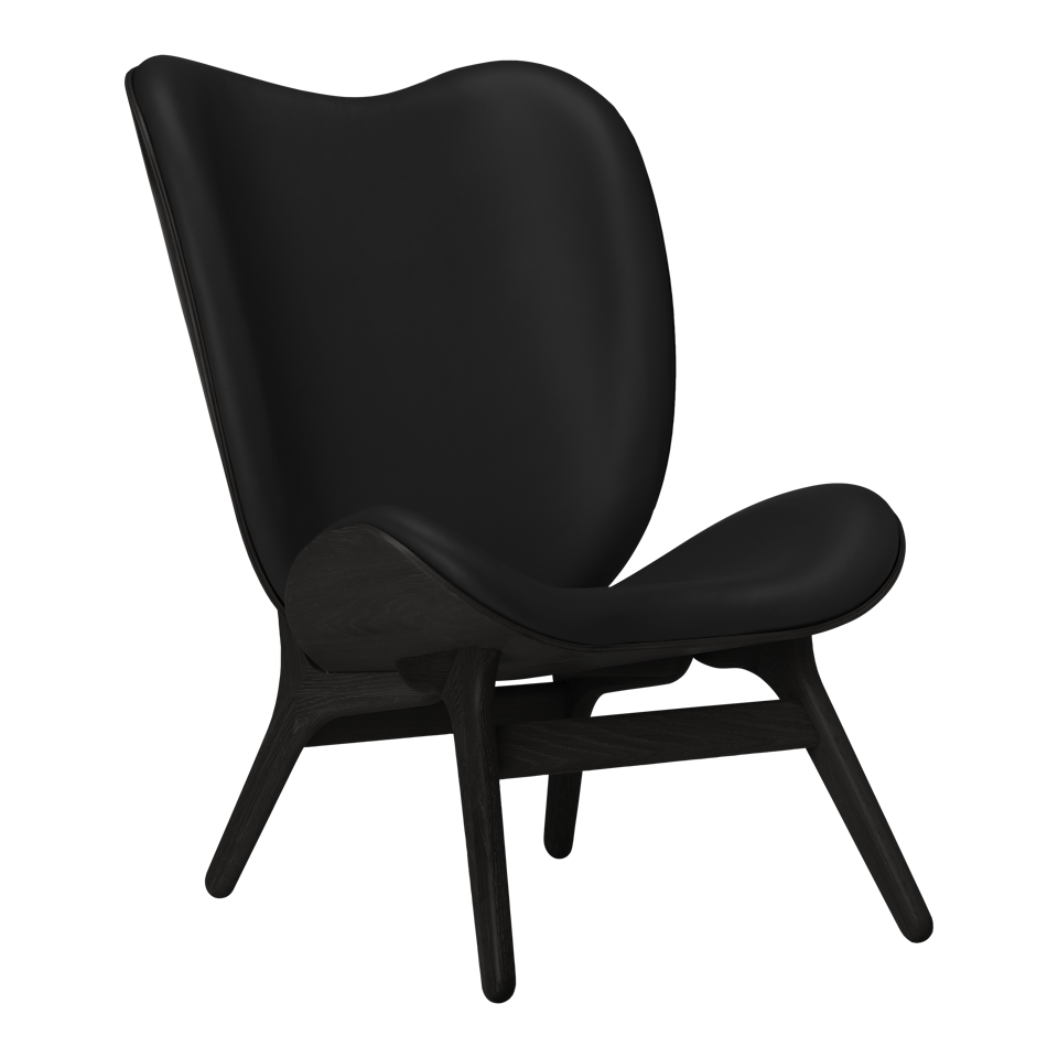 UMAGE A Conversation Piece Lounge Chair, Tall, Black Oak - Black, Hope Leather