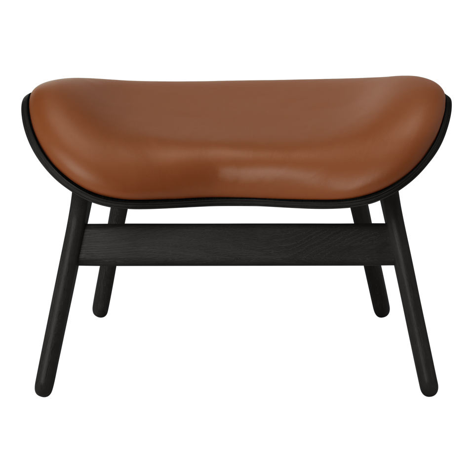UMAGE A Conversation Piece Ottoman, Black Oak - Cognac, Hope Leather