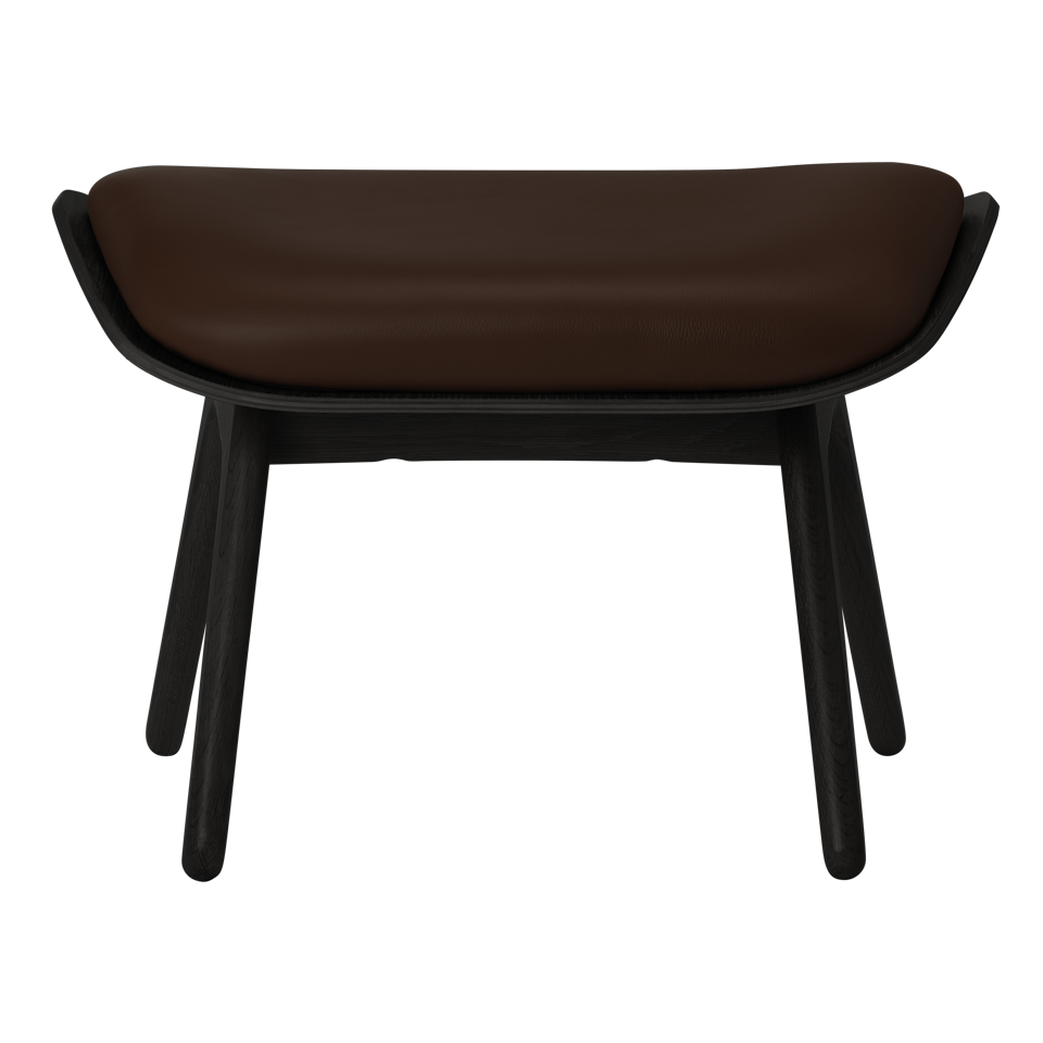 UMAGE The Reader Ottoman, Black Oak - Brown, Hope Leather