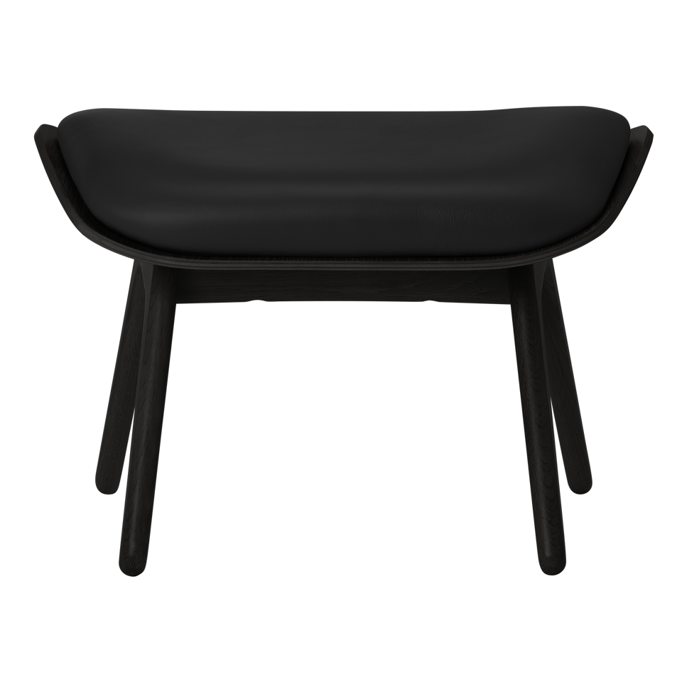 UMAGE The Reader Ottoman, Black Oak - Black, Hope Leather