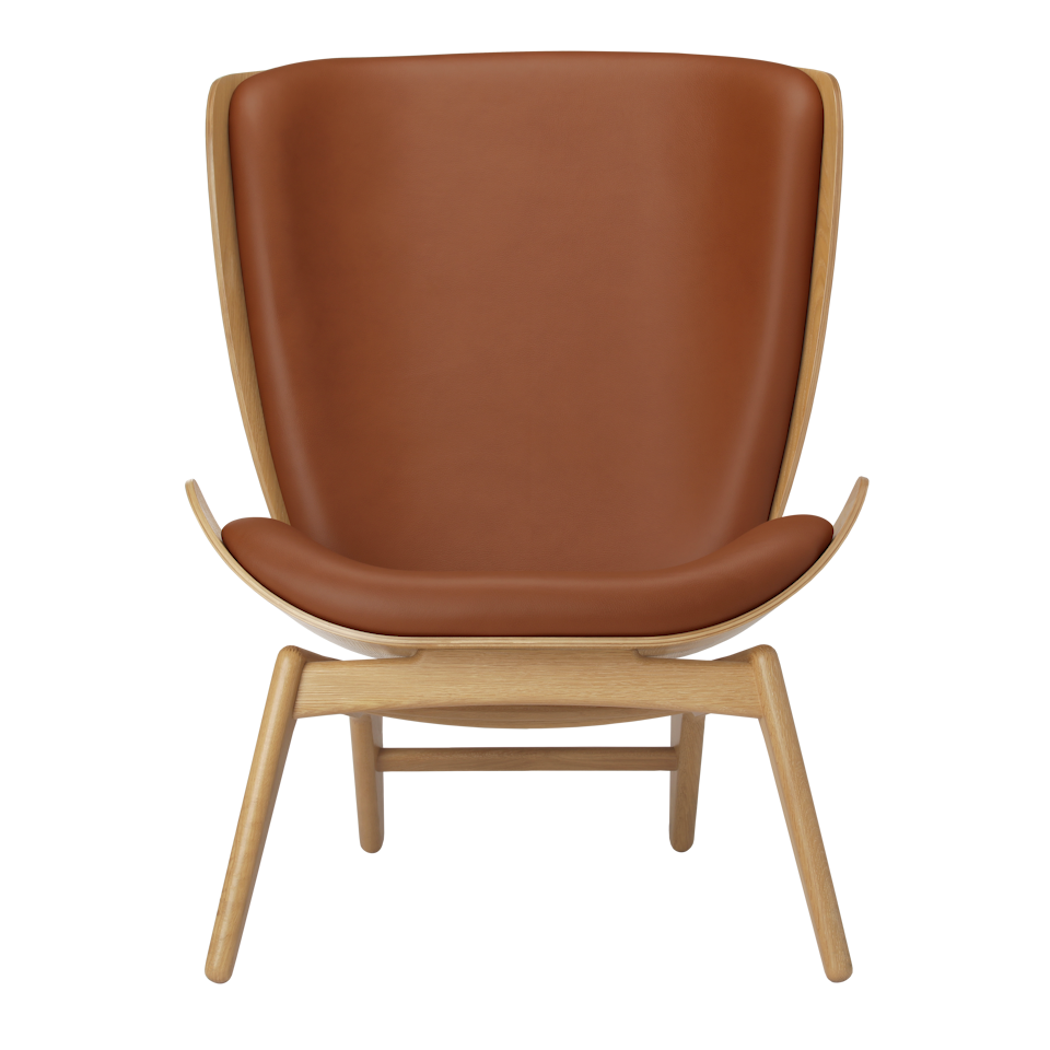 UMAGE The Reader Wing Chair, Oak - Cognac, Hope Leather