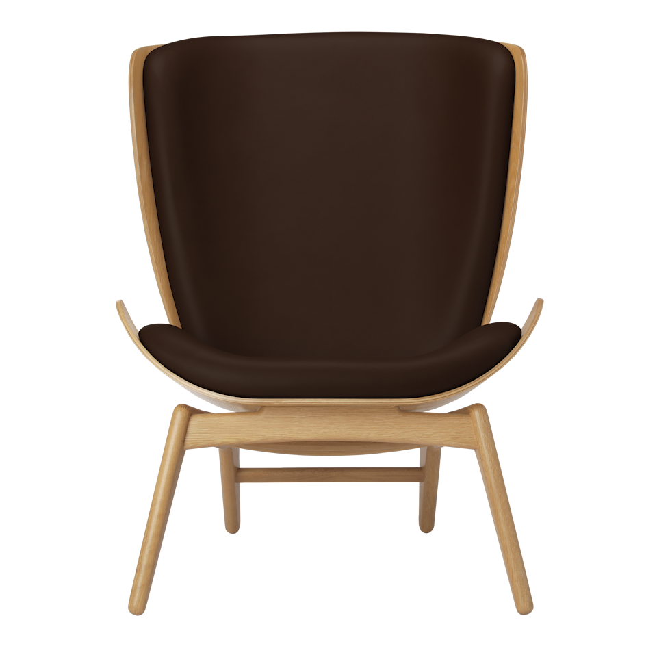 UMAGE The Reader Wing Chair, Oak - Brown, Hope Leather