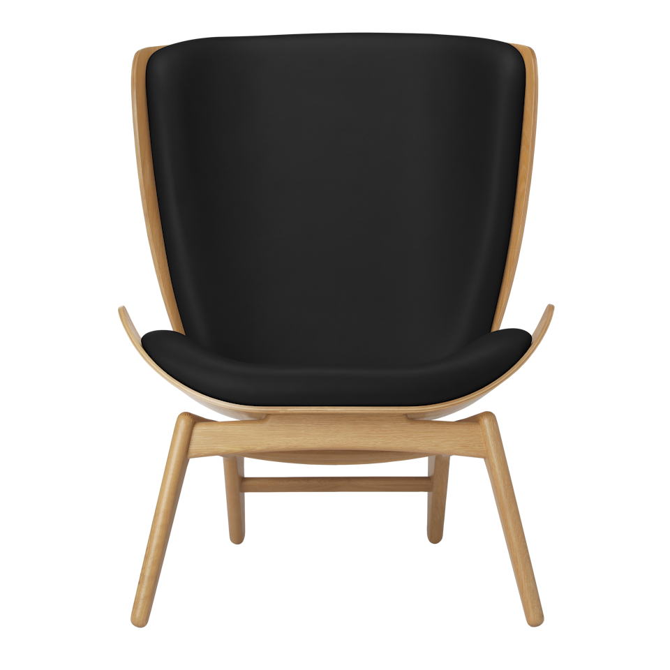 UMAGE The Reader Wing Chair, Oak - Black, Hope Leather